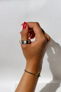 Bague fine à traits noirs et or, style colonne de burene, en porcelaine  taille 62 FR