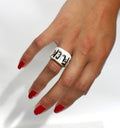 Bague FUCK porcelaine blanche taille 50 FR peint à la main