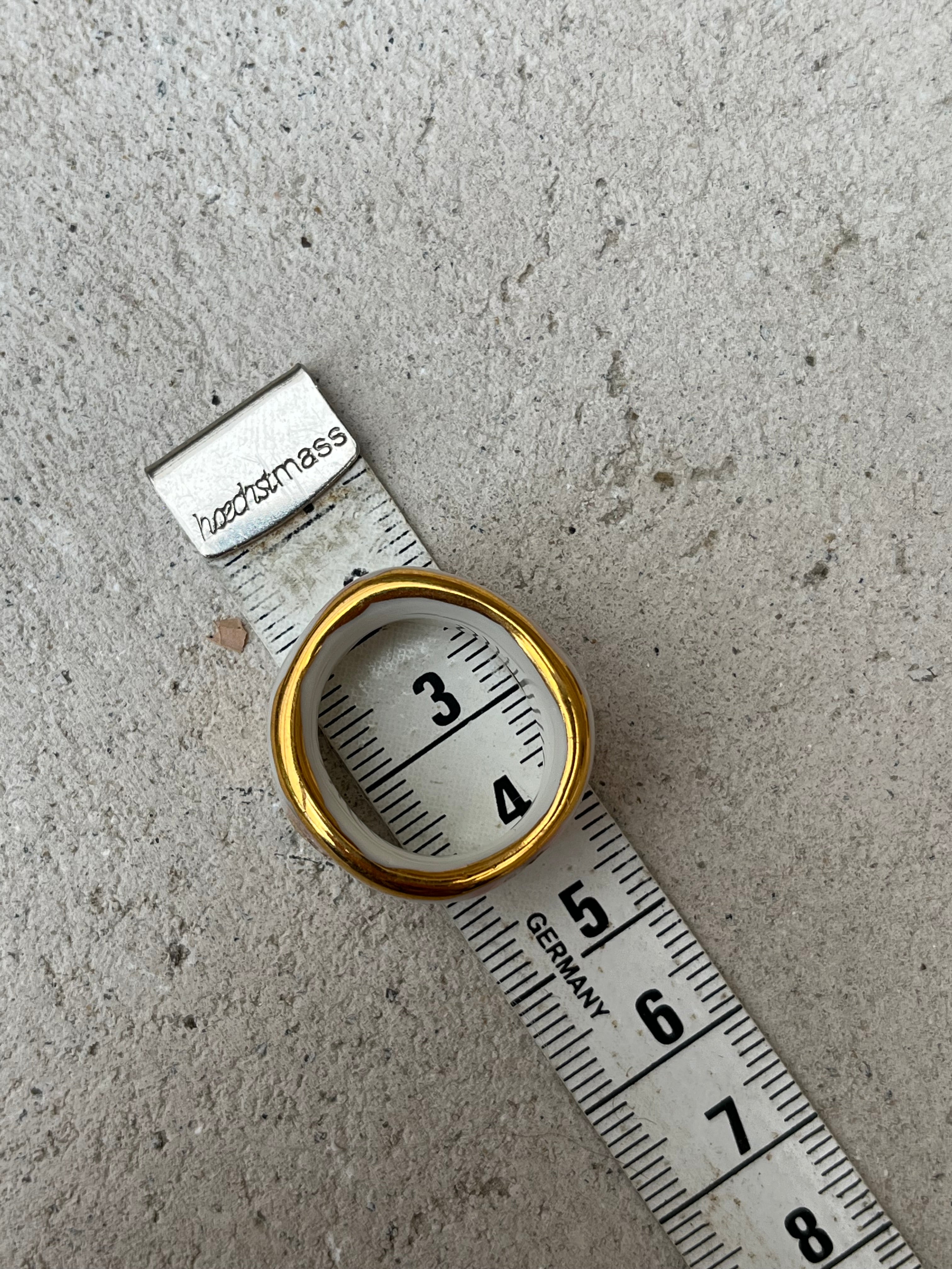 bague léopards en porcelaine faites à la main avec un liseré d'or taille FR53