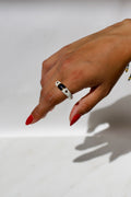 bague en porcelaine émaillée blanche de style Art Déco en taille 59 Fr fabriqué à la main avec des détails à l'or 